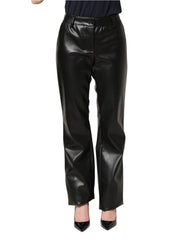 Dolce & Gabbana Black PU Leather High Waisted Trouser Pants