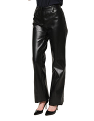 Dolce & Gabbana Black PU Leather High Waisted Trouser Pants
