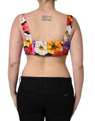 Dolce & Gabbana Multikleurig Gebloemde Cropped Bustier Tanktop