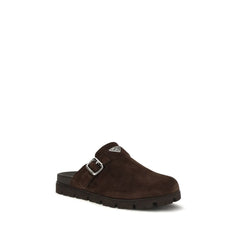 Prada Brown Calf Leather Bos Taurus Mules