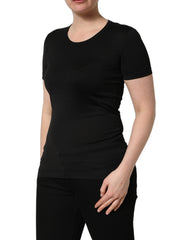 Dolce & Gabbana Black Cotton Round Neck Short Sleeve T-shirt