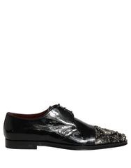 Dolce & Gabbana Black Embellished Men Derby Dress Formal Shoes