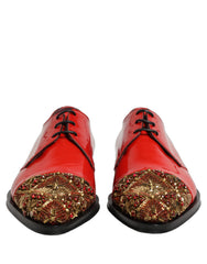 Dolce & Gabbana Rode Versierde Derby Nette Herenschoenen