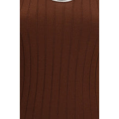 Brunello Cucinelli Bordeaux Wool Oves Aries Sleeveles T-Shirt