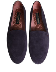 Dolce & Gabbana Violet Velvet Slip On Men Flats Loafers Shoes
