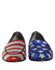 Dolce & Gabbana Multicolor Flag Sequin Dress Loafers Shoes