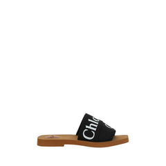 Chloé Zwarte platte katoenen sandalen