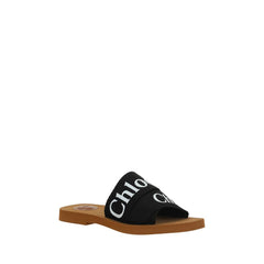 Chloé Zwarte platte katoenen sandalen