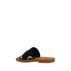 Chloé Zwarte platte katoenen sandalen