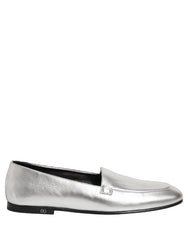 Dolce & Gabbana Zilveren Leren DG-Logo Slip-On Loafers Schoenen