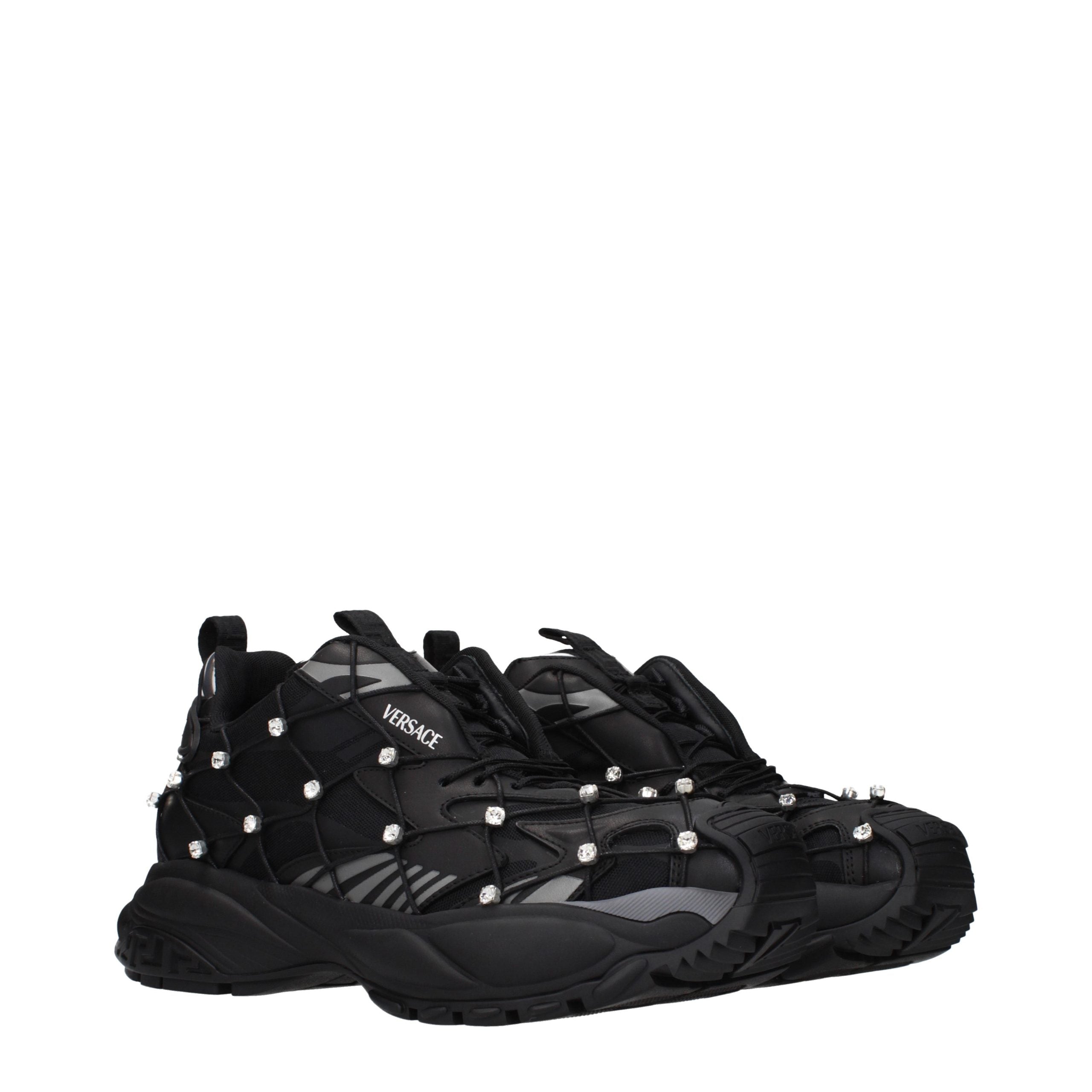 Versace Zwarte Stoffen Sneakers