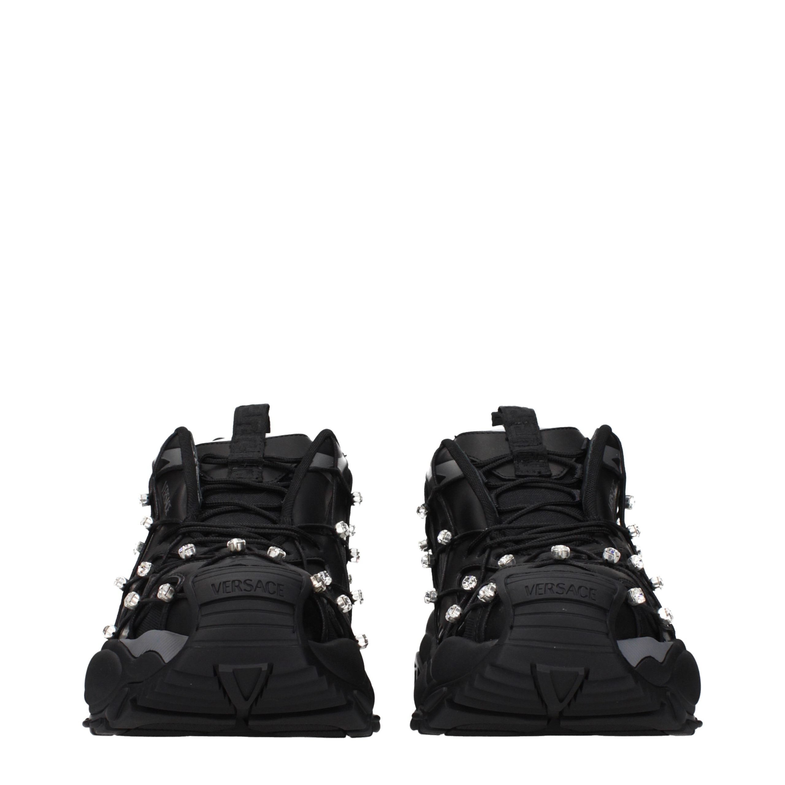 Versace Zwarte Stoffen Sneakers