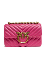 PINKO Roze Leren Love One Mini Schoudertas