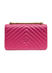 PINKO Roze Leren Love One Mini Schoudertas