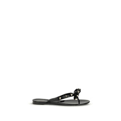 Valentino Garavani Zwarte Katoenen Teenslippers