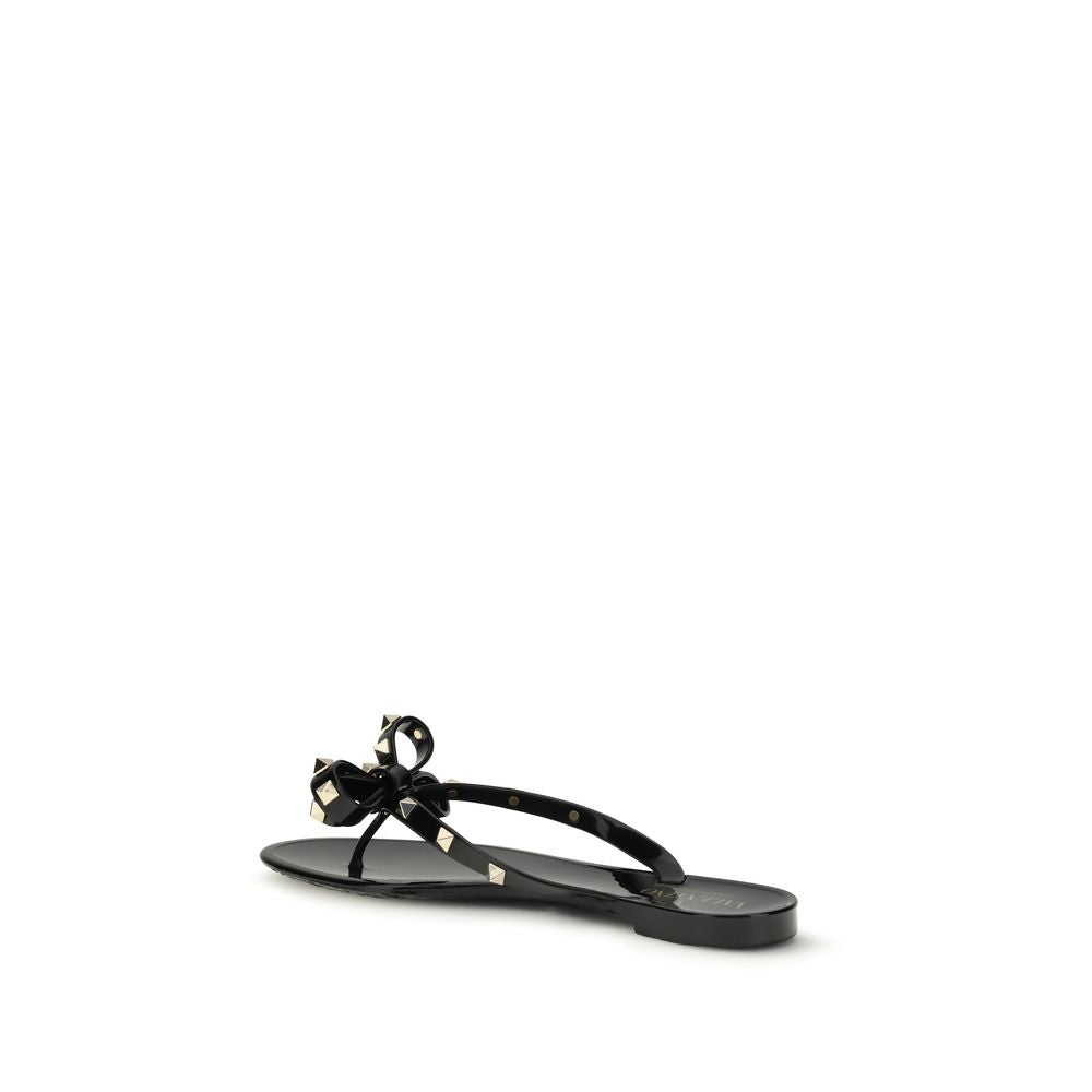 Valentino Garavani Zwarte Katoenen Teenslippers