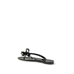 Valentino Garavani Zwarte Katoenen Teenslippers
