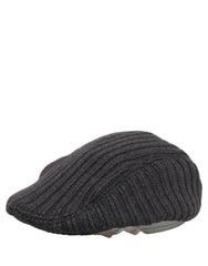 Dolce & Gabbana Men Dark Gray Wool Knitted Newsboy Capello Hat