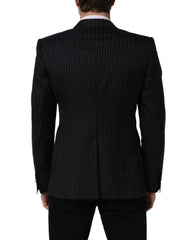 Dolce & Gabbana Zwart Gestreepte Wollen Double-Breasted Jas