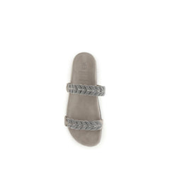 Brunello Cucinelli Grijze Kalfsleren Platte Sandalen Bos Taurus
