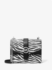 Michael Kors Greenwich Kleine Tas met Print Logo Crossbody Kettingtas Zwart/Wit $498