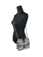 Michael Kors Greenwich Kleine Tas met Print Logo Crossbody Kettingtas Zwart/Wit $498