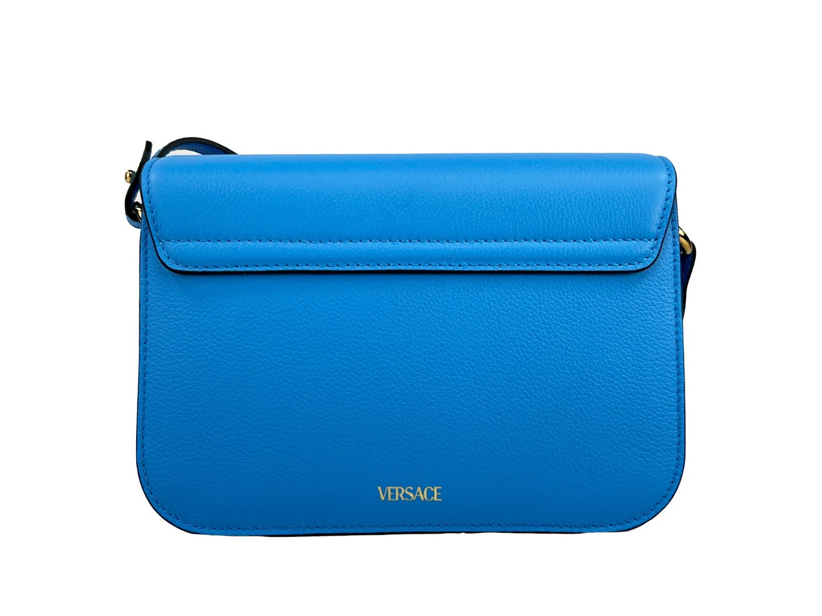 Versace La Medusa Blaue Leder Schulter-Umhängetasche