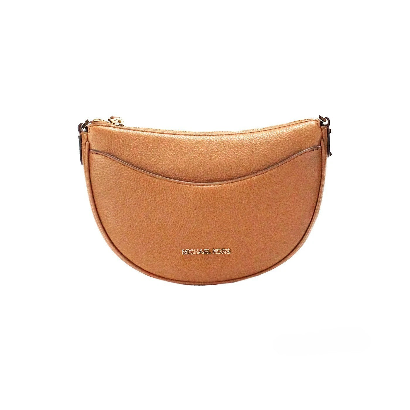 Michael Kors Dover Small Luggage Half Moon Crossbody Tas Portemonnee van Getextureerd Leer