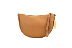 Michael Kors Dover Small Luggage Half Moon Crossbody Tas Portemonnee van Getextureerd Leer