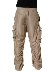 Dolce & Gabbana Bruine Geplooide Cargo Parachute Heren Joggingbroek