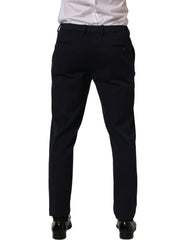 Dolce & Gabbana Black Cotton Tapered Leg Dress Trouser Pants