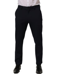 Dolce & Gabbana Black Cotton Tapered Leg Dress Trouser Pants