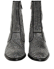 Dolce & Gabbana Black Crystal Embellished Ankle Boots Shoes