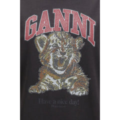 Ganni zwart katoenen T-shirt