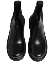 Dolce & Gabbana Black Chelsea Boots Leather Slip On Men Shoes