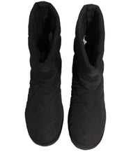 Dolce & Gabbana Black Quilted Effect Mid Calf Boots Shoes
