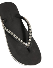 Dolce & Gabbana Black Embellished Rubber Flip Flops Men Shoes