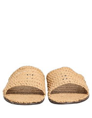 Dolce & Gabbana Beige Stro Raffia Muiltjes Sandalen Platte Schoenen