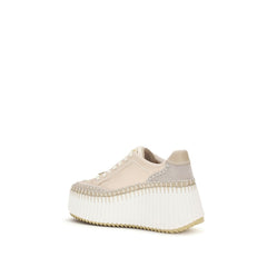 Chloé Beigekleurige Kalfsleren Platform Sneakers van Bos Taurus