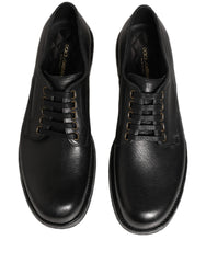 Dolce & Gabbana Black Leather Lace Up Derby Dress Men Shoes
