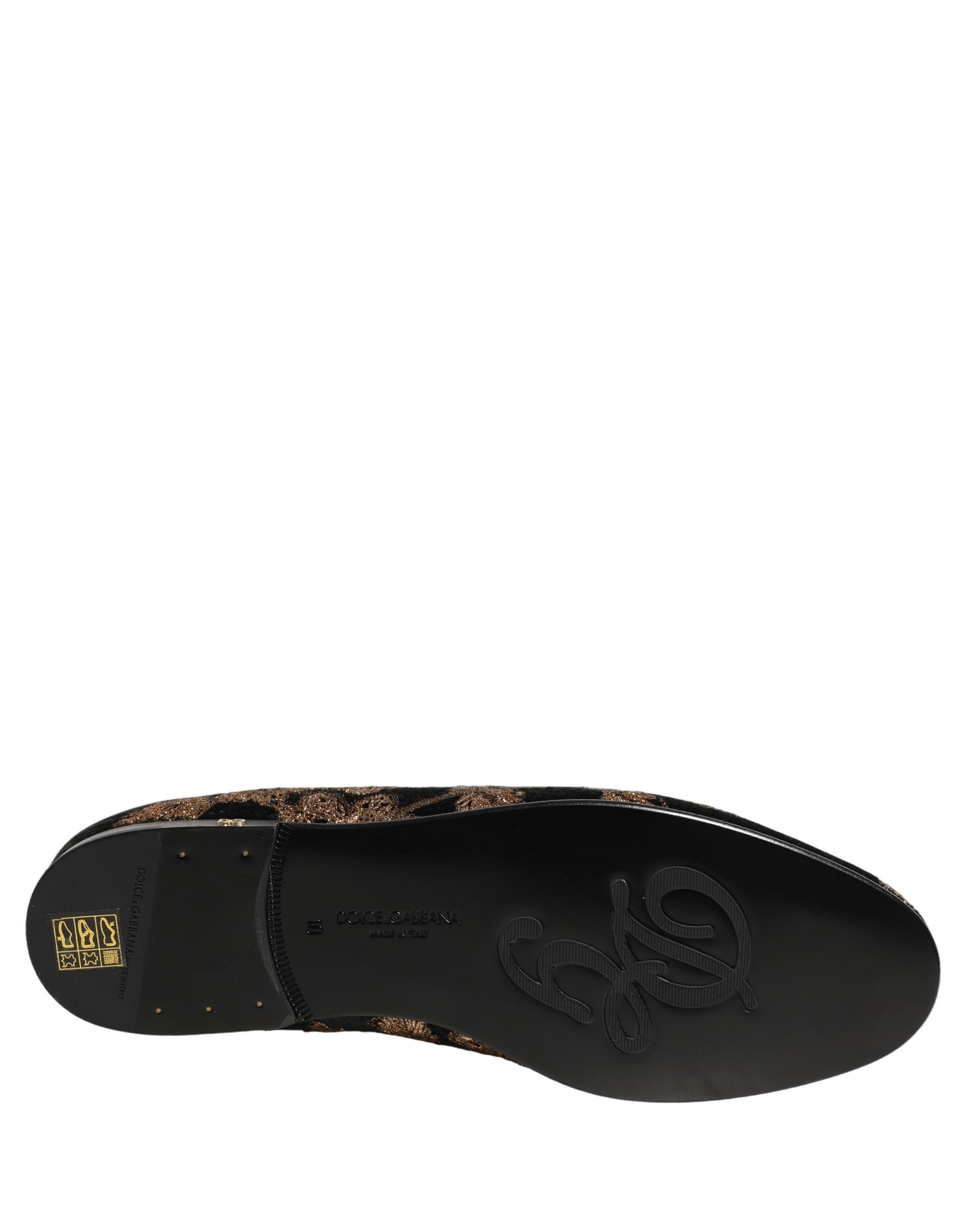 Dolce & Gabbana Zwarte Loafers Schoenen met Bloemenjacquard