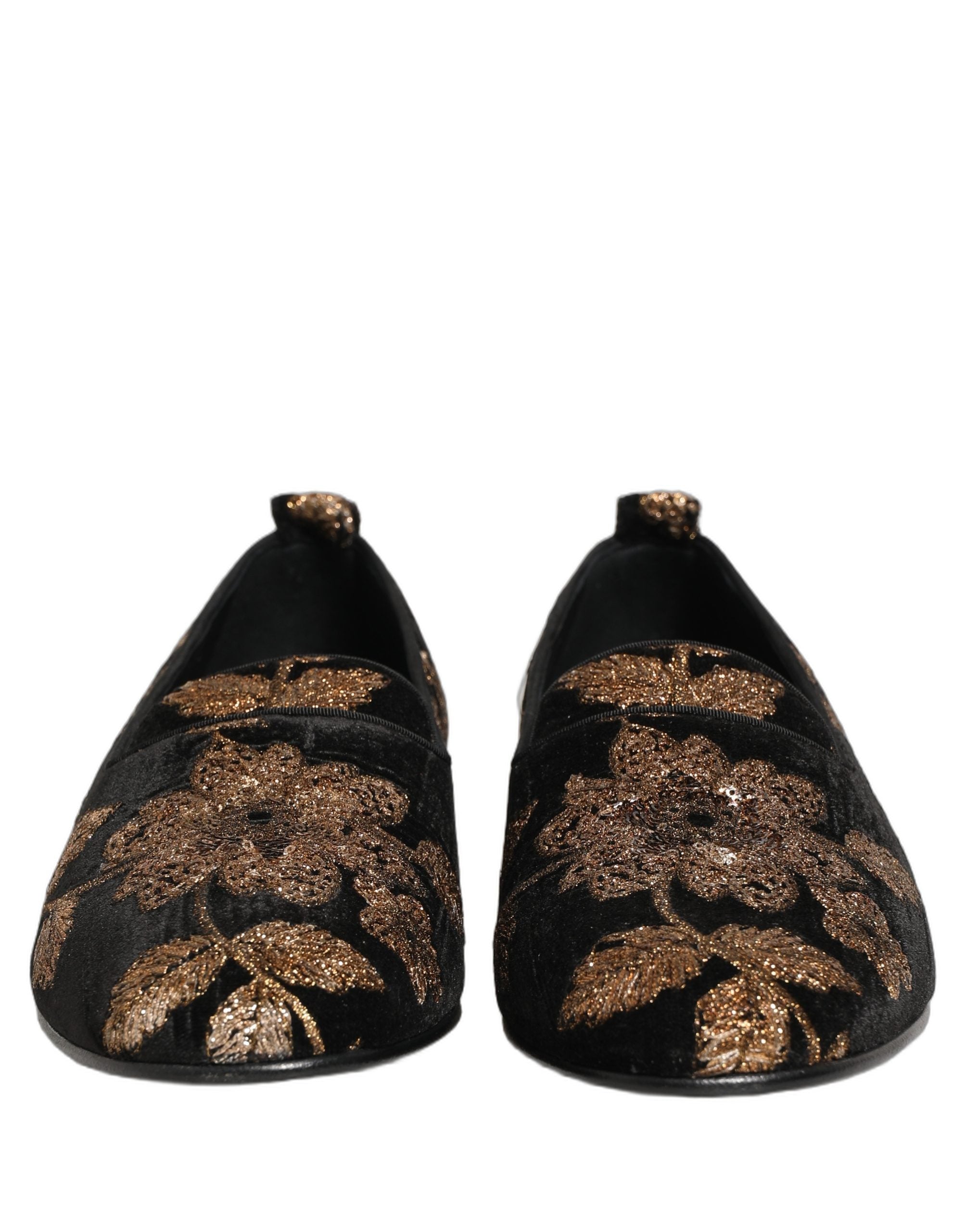 Dolce & Gabbana Zwarte Loafers Schoenen met Bloemenjacquard