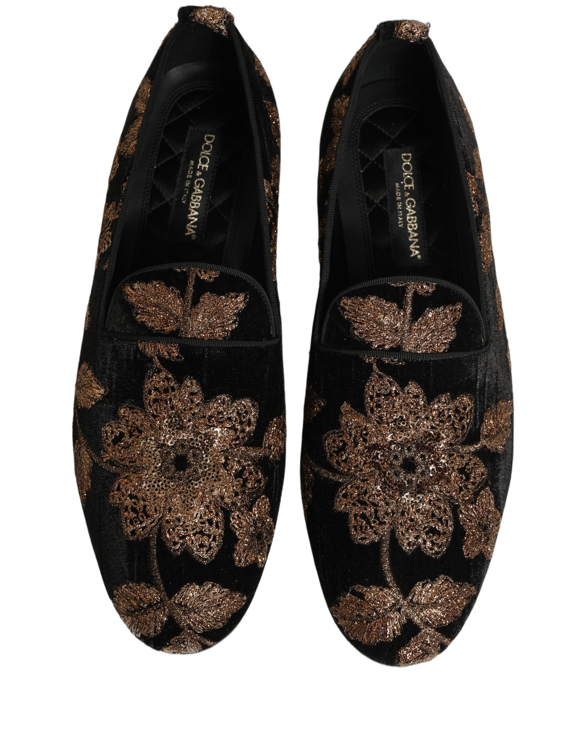 Dolce & Gabbana Zwarte Loafers Schoenen met Bloemenjacquard