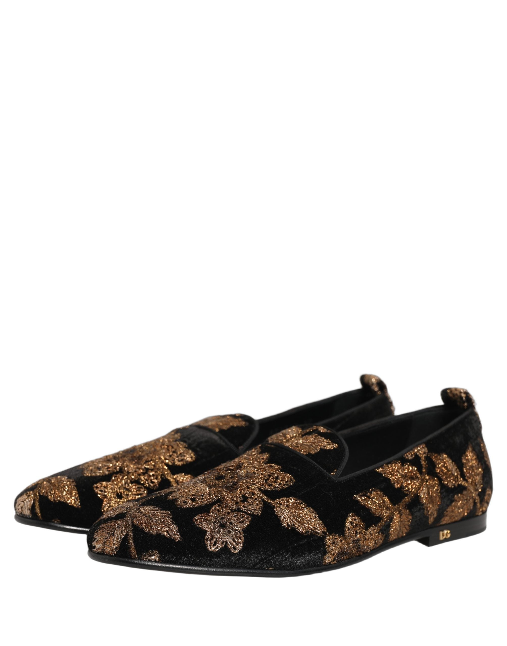 Dolce & Gabbana Zwarte Loafers Schoenen met Bloemenjacquard