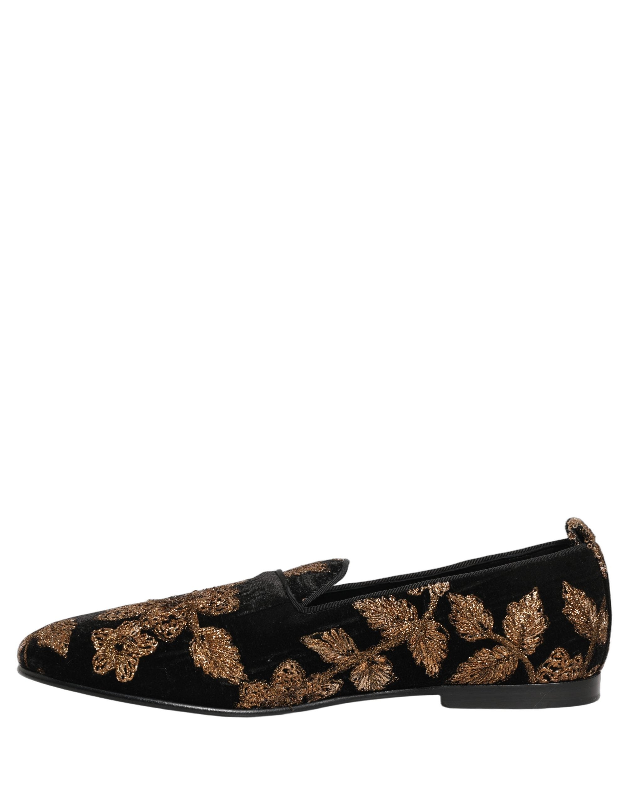 Dolce & Gabbana Zwarte Loafers Schoenen met Bloemenjacquard