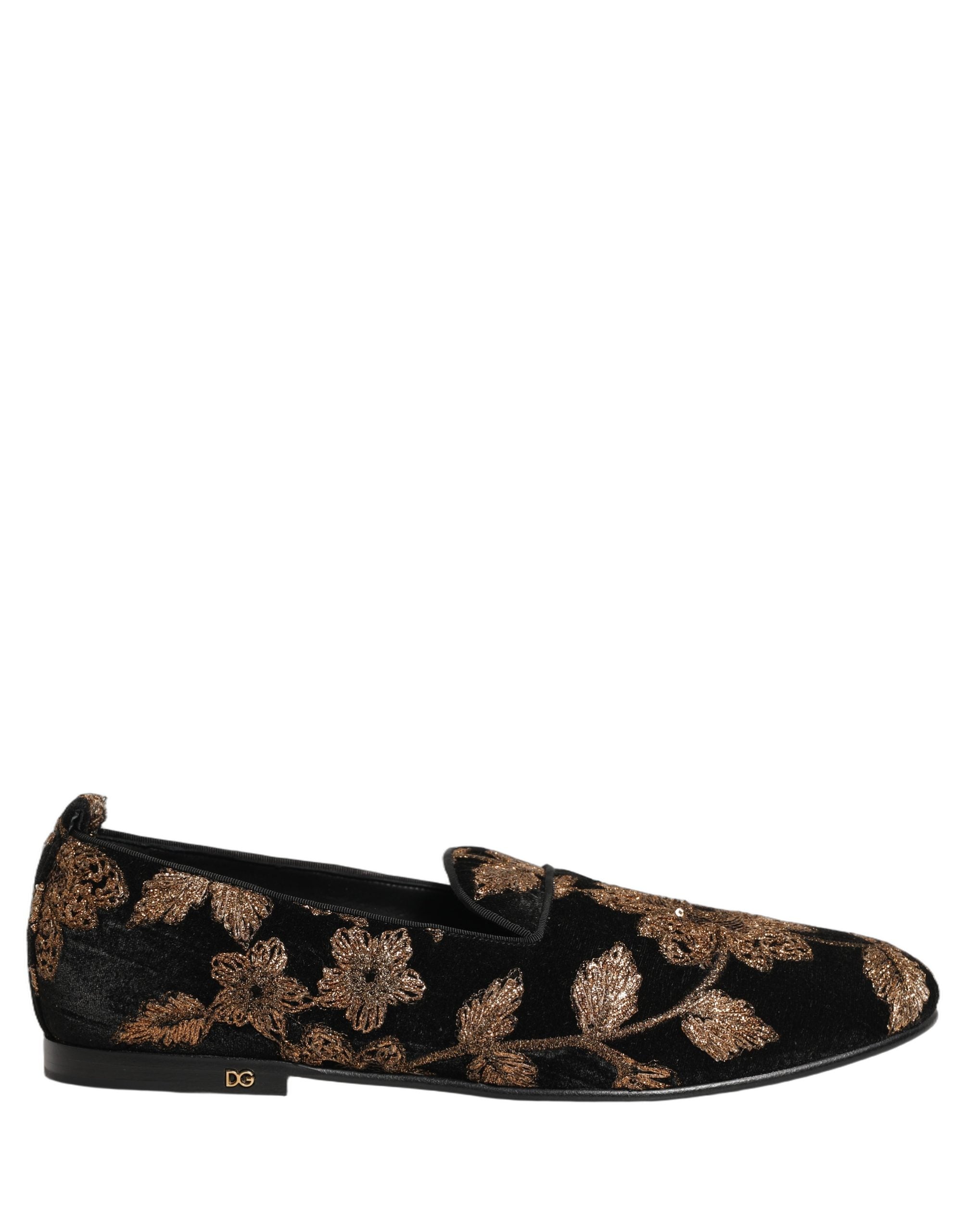 Dolce & Gabbana Zwarte Loafers Schoenen met Bloemenjacquard