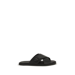 Fendi Zwarte Kalfsleren Bos Taurus Platte Sandalen