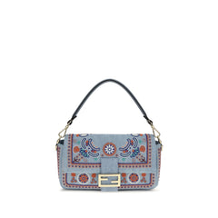 Fendi Blue Cotton Shoulder Bag