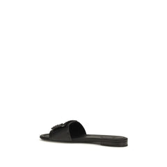 Fendi Zwarte Kalfsleren Bos Taurus Platte Sandalen