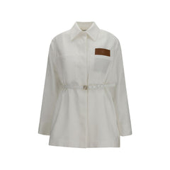 Fendi White Linen Full-Length Jacket